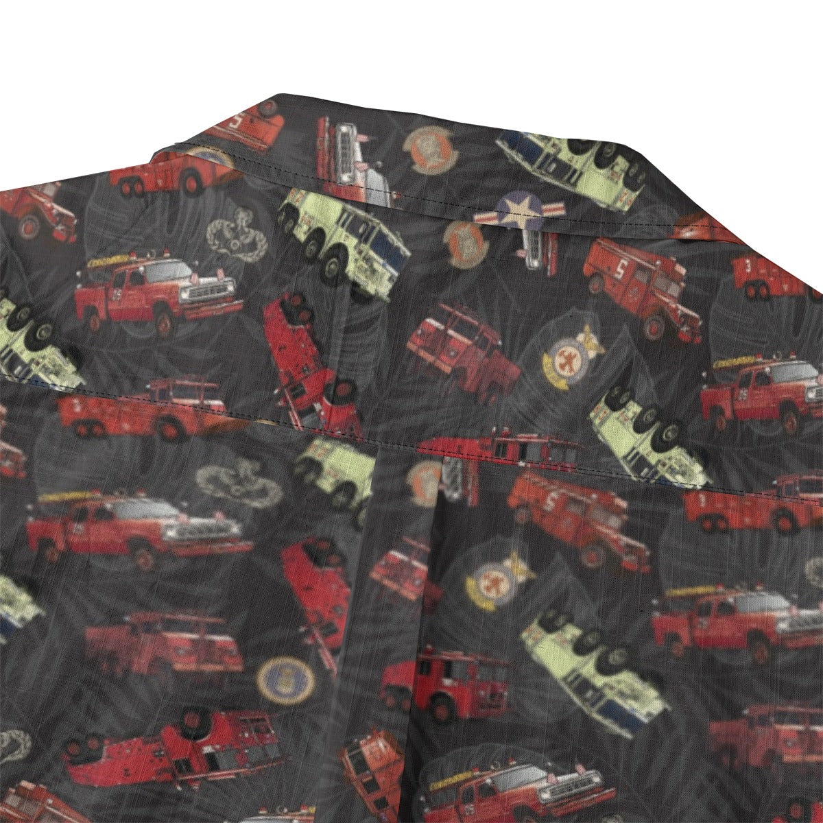 Hawaiian Shirt - "Vietnam Era Crash Trucks" - Black 100% Cotton