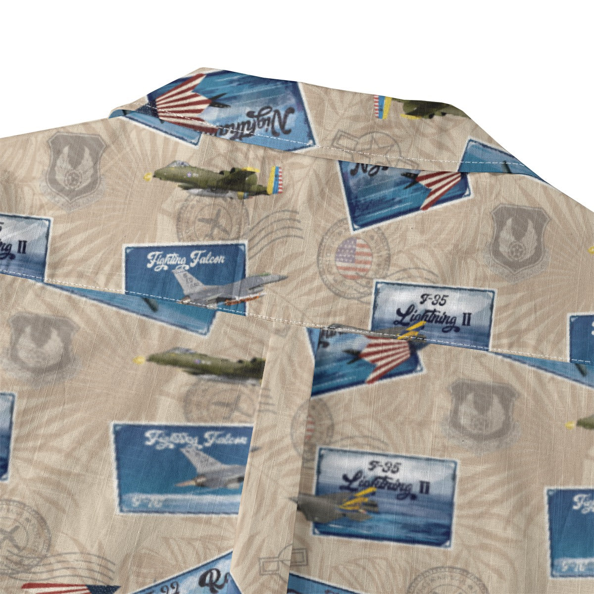 Hawaiian Shirt - Tribute to Current Fighter Jets of the USAF 100% Cotton! - Beige
