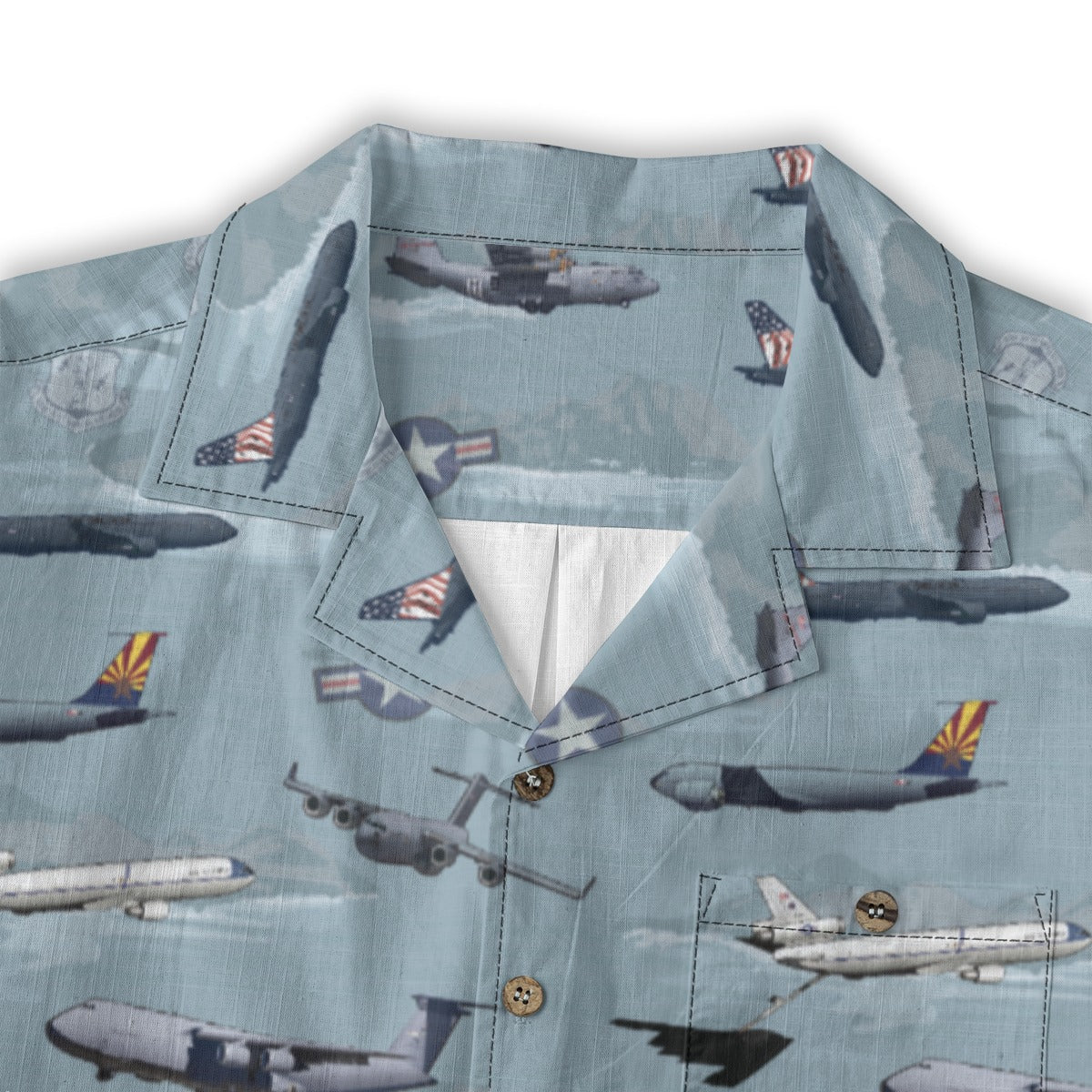 "Air Mobility Command " Tribute Hawaiian Shirt, Blue 100% Cotton!
