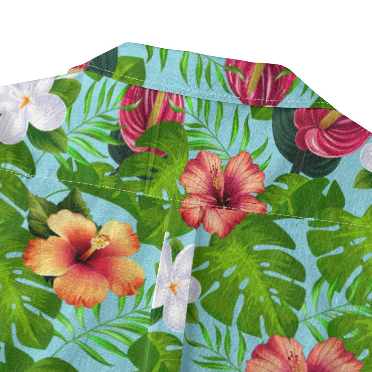 "Jungle Odyssey Hues: Celadon Blue" Hawaiian Shirt - 100% Cotton