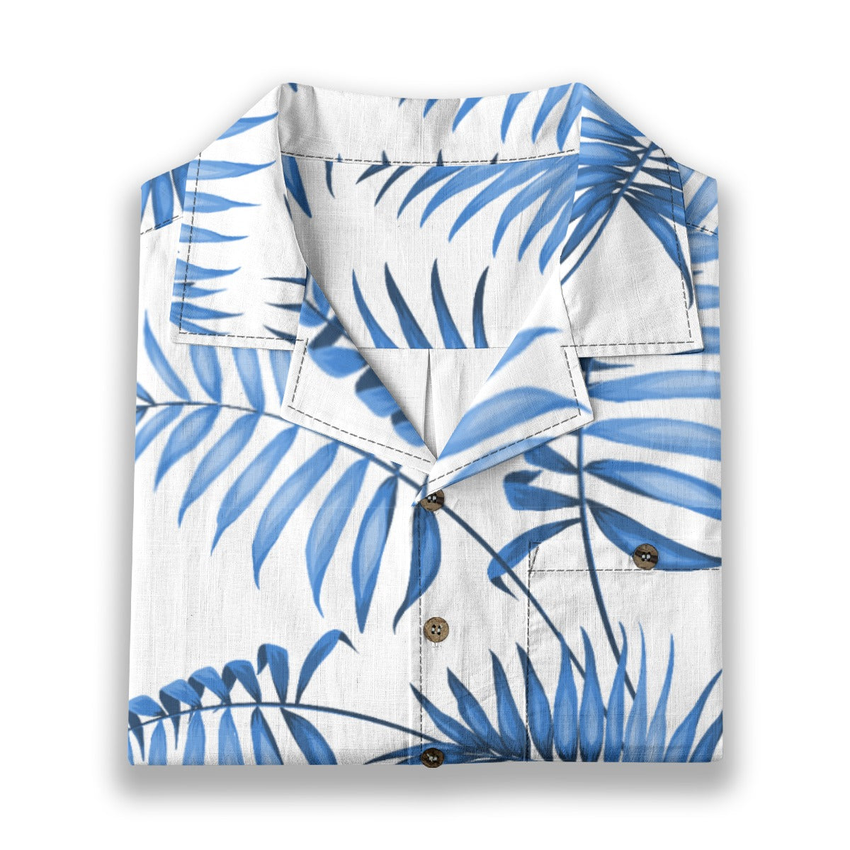 "Sapphire Palm Serenity" Hawaiian Shirt - 100% Cotton