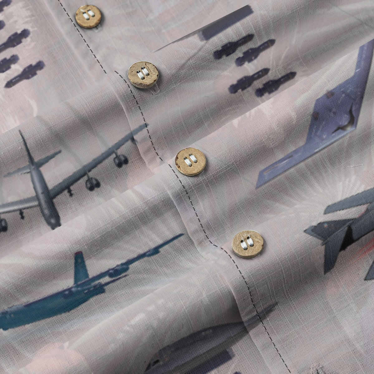 "USAF Bombers" Tribute Hawaiian Shirt, White 100% Cotton!