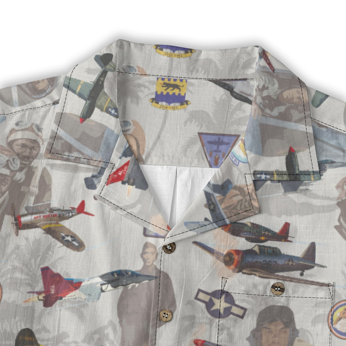 "Tuskegee Airmen" Hawaiian Tribute Shirt Beige 100%  Cotton