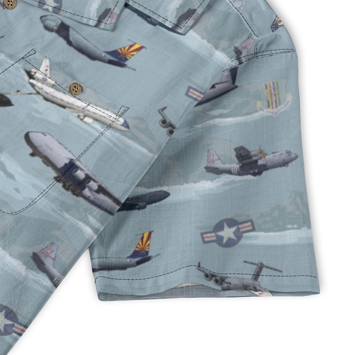 "Air Mobility Command " Tribute Hawaiian Shirt, Blue 100% Cotton!