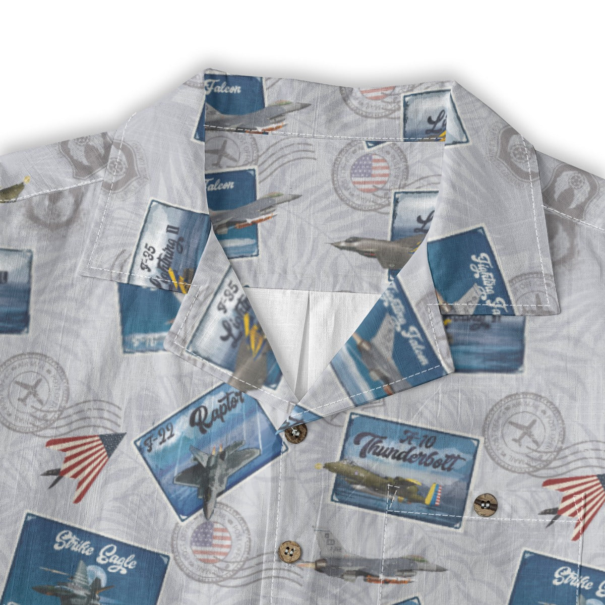 Hawaiian Shirt - Tribute to Current Fighter Jets of the USAF 100% Cotton! - White