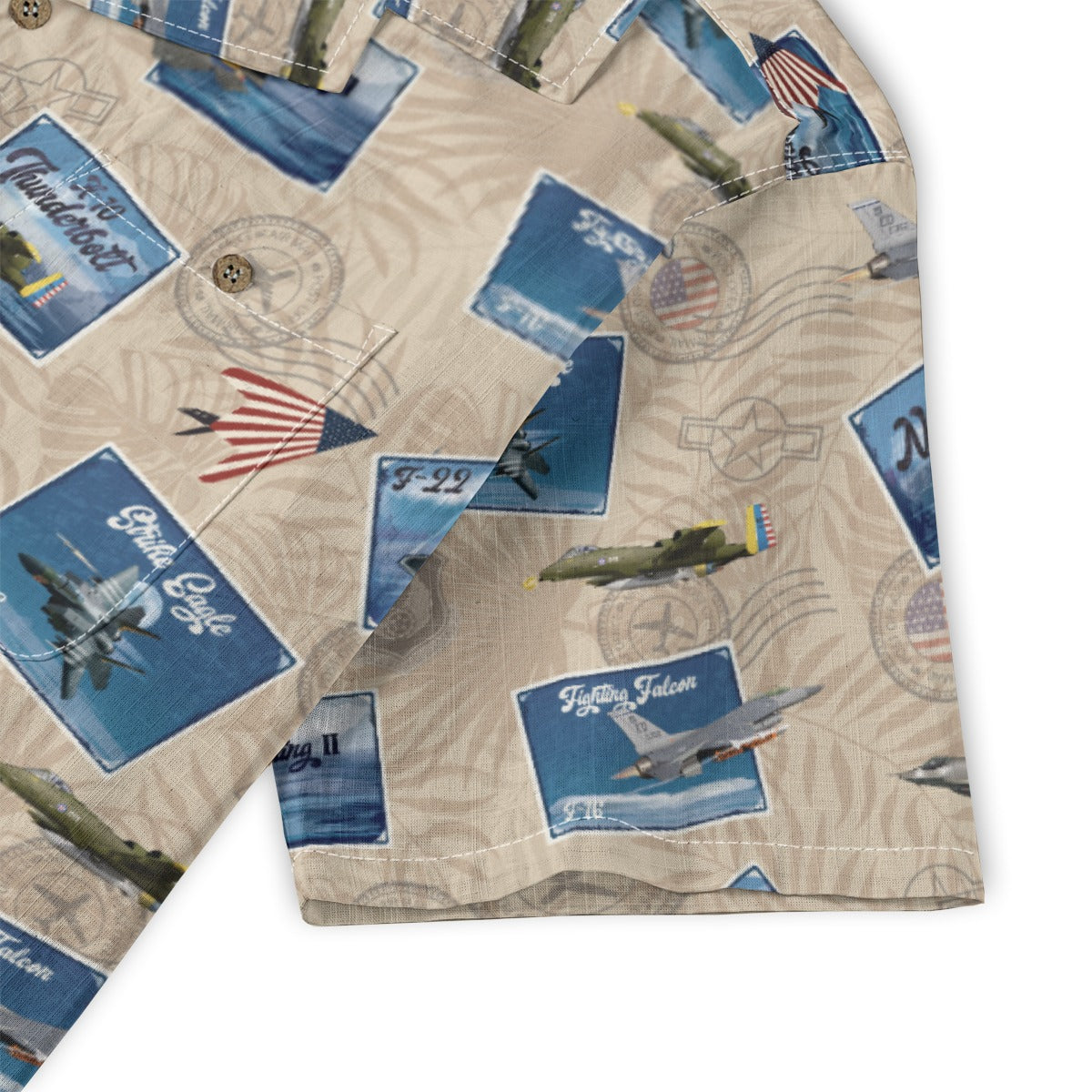 Hawaiian Shirt - Tribute to Current Fighter Jets of the USAF 100% Cotton! - Beige
