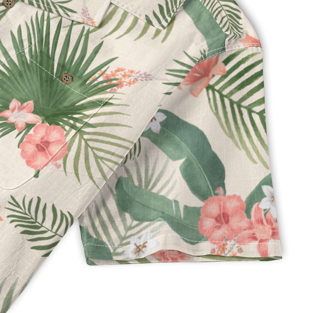 "Hibiscus Palm Oasis" Hawaiian Shirt - 100% Cotton