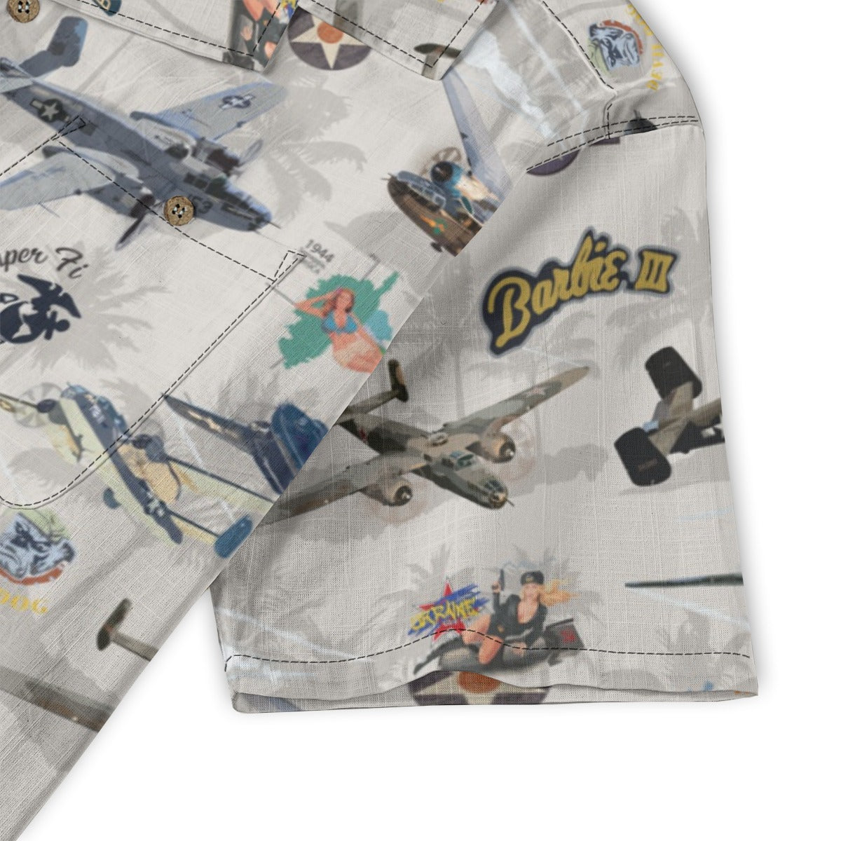 "B-25 Mitchell Tribute" Hawaiian Shirt 100%  Cotton - White