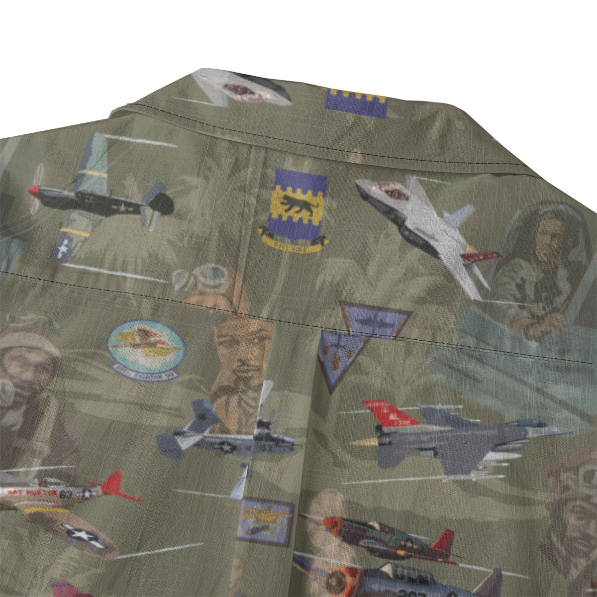 "Tuskegee Airmen" Hawaiian Tribute Shirt Green 100%  Cotton