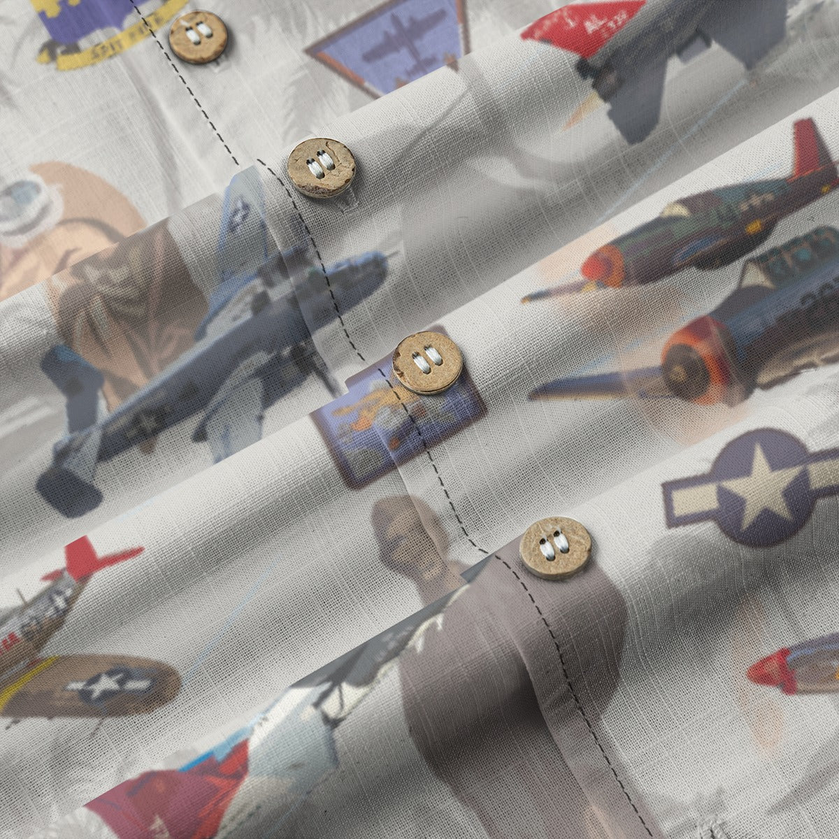 "Tuskegee Airmen" Hawaiian Tribute Shirt Beige 100%  Cotton