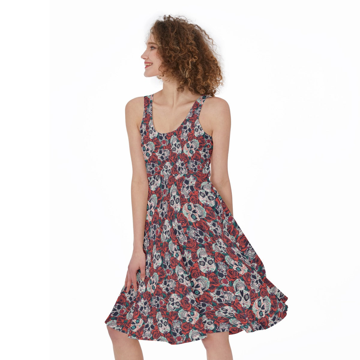 "Dia de Muertos in Roses" Women's Sleeveless Dress