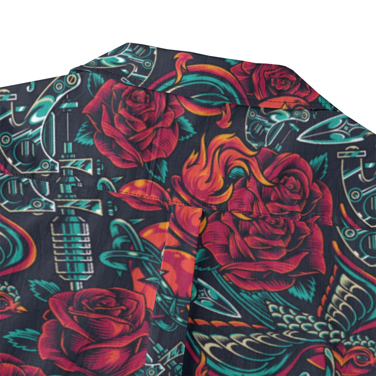 "Tattoos 'N Hearts" 100% Cotton Button-Up Shirt