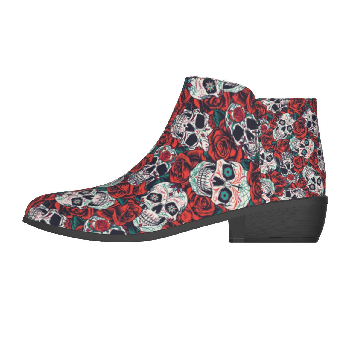 "Dia de Muertos in Roses" Women's Fashion Boots
