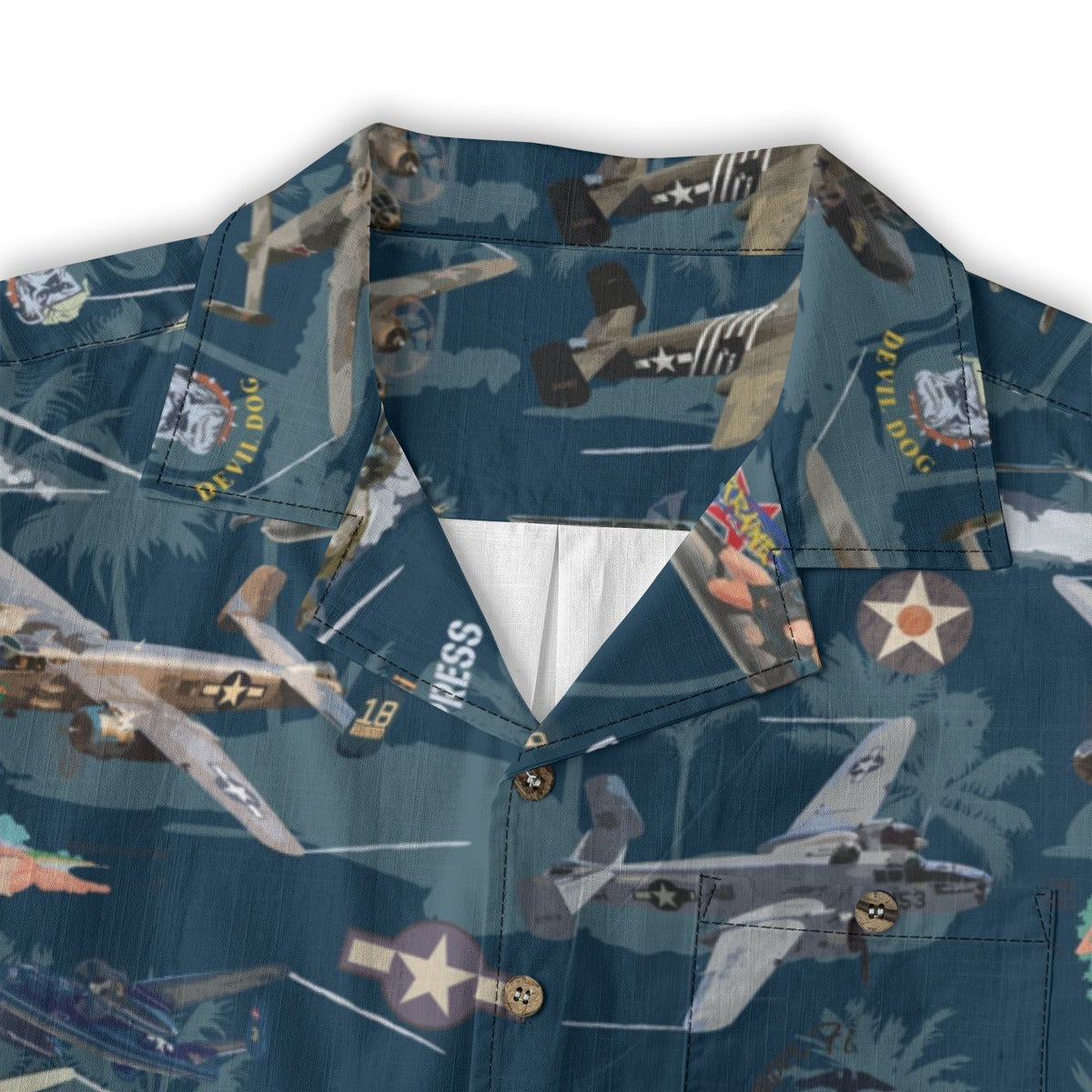 "B-25 Mitchell Tribute" Hawaiian Shirt 100%  Cotton - Blue