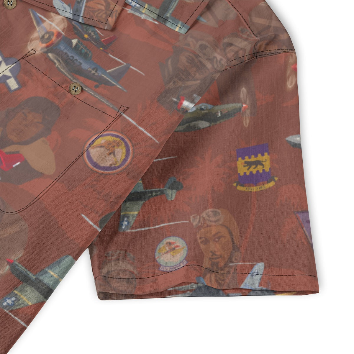 "Tuskegee Airmen" Hawaiian Tribute Shirt Red 100%  Cotton