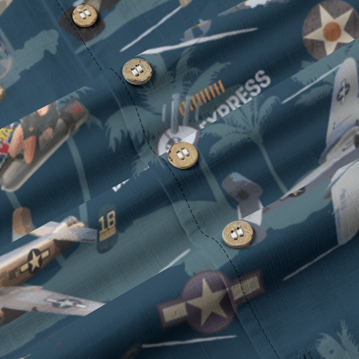 "B-25 Mitchell Tribute" Hawaiian Shirt 100%  Cotton - Blue