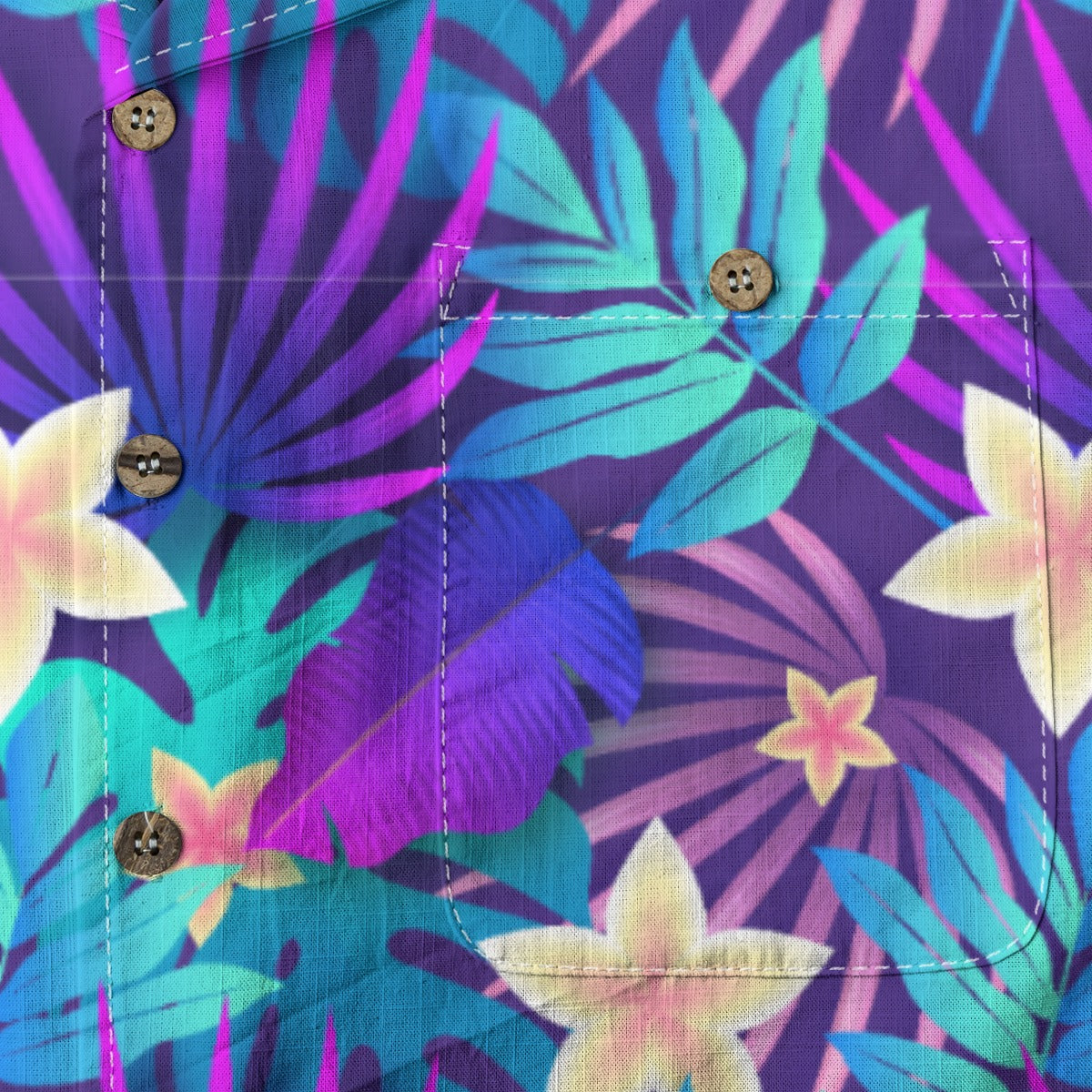 "Purple Paradise Blooms" Hawaiian Shirt - 100% Cotton