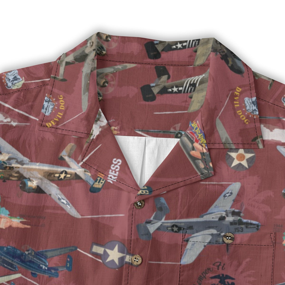 "B-25 Mitchell Tribute" Hawaiian Shirt 100%  Cotton - Red