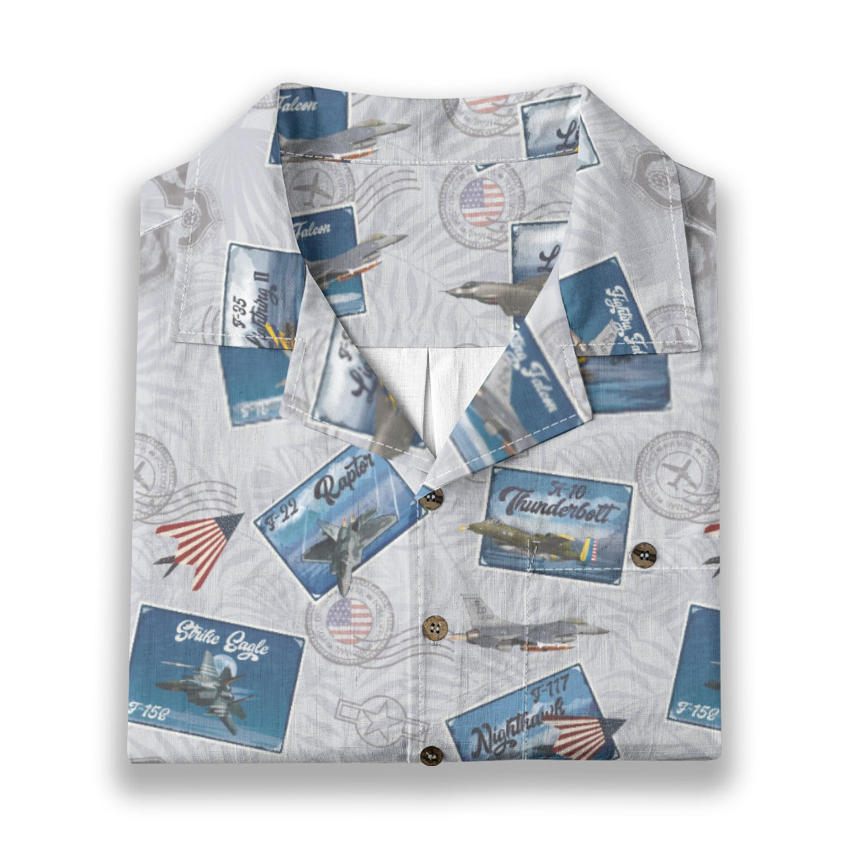Hawaiian Shirt - Tribute to Current Fighter Jets of the USAF 100% Cotton! - White