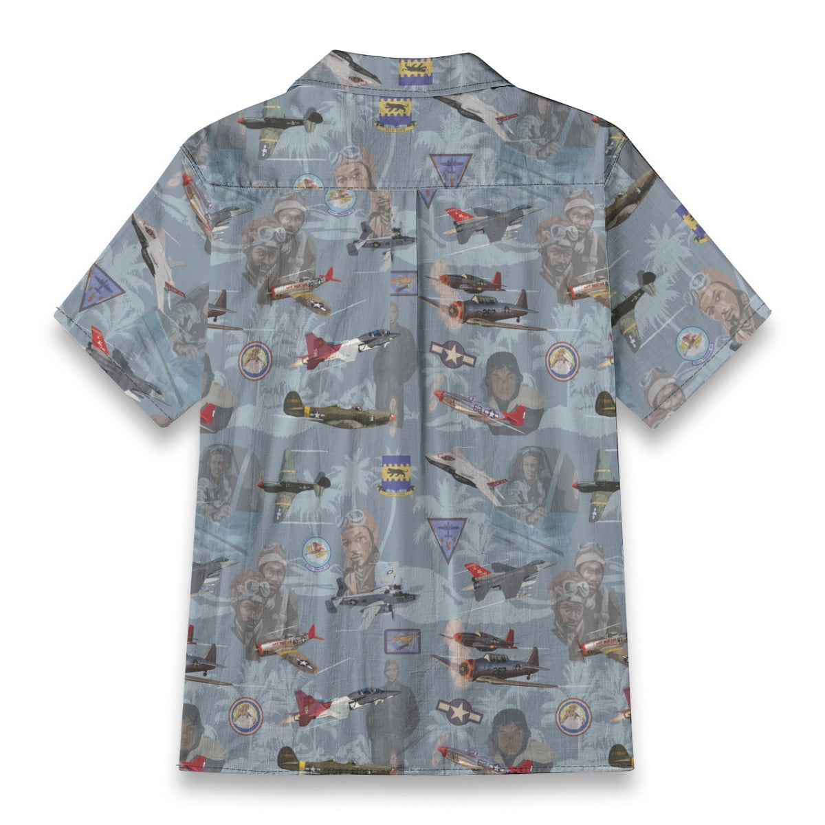 "Tuskegee Airmen" Hawaiian Tribute Shirt Blue 100%  Cotton