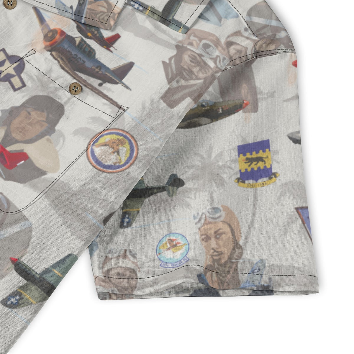 "Tuskegee Airmen" Hawaiian Tribute Shirt Beige 100%  Cotton
