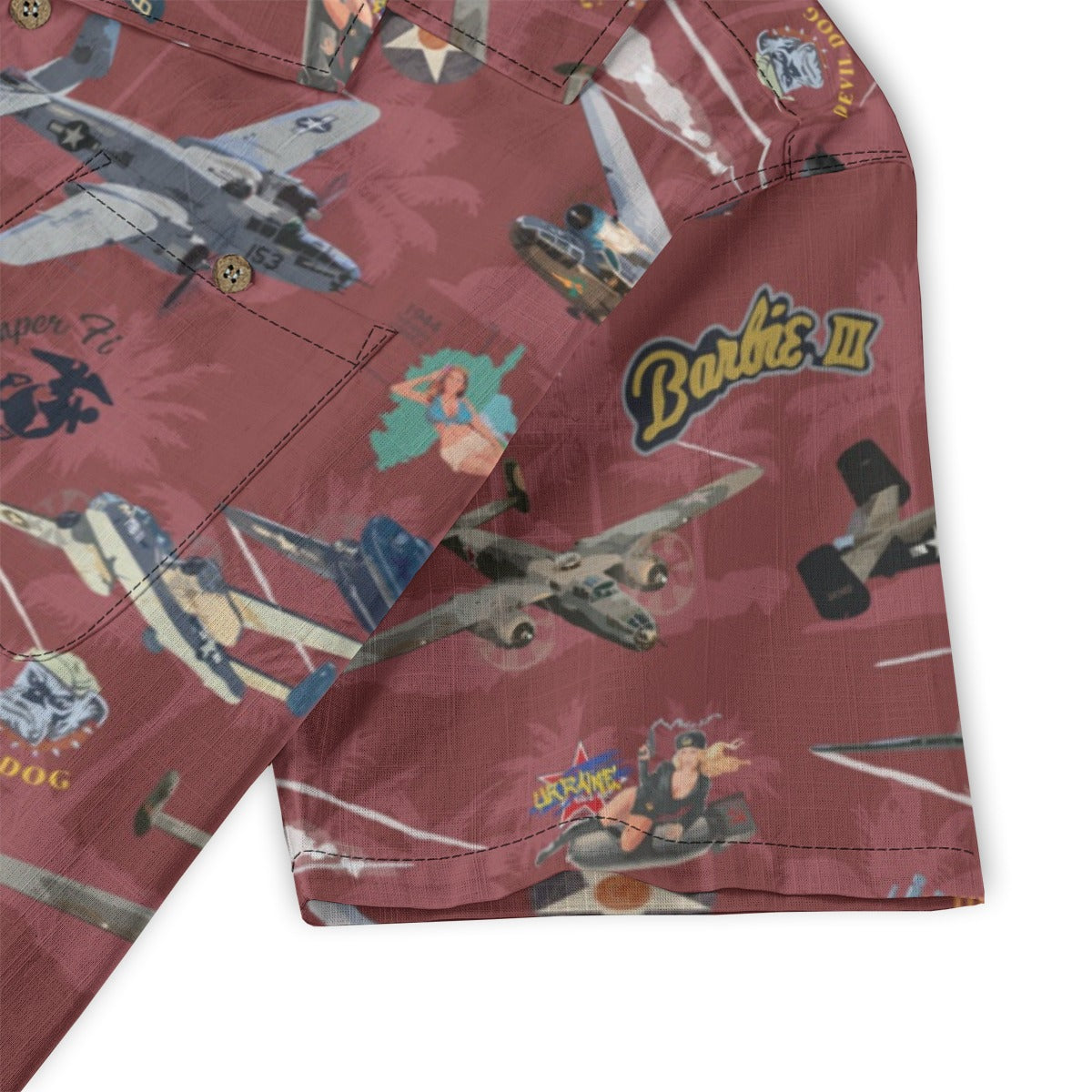 "B-25 Mitchell Tribute" Hawaiian Shirt 100%  Cotton - Red