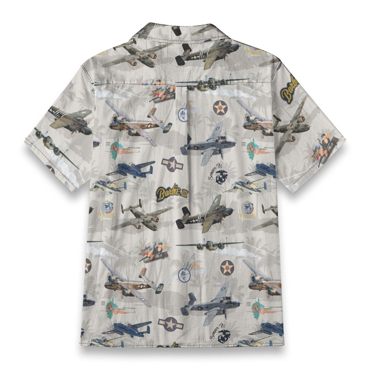 "B-25 Mitchell Tribute" Hawaiian Shirt 100%  Cotton - White
