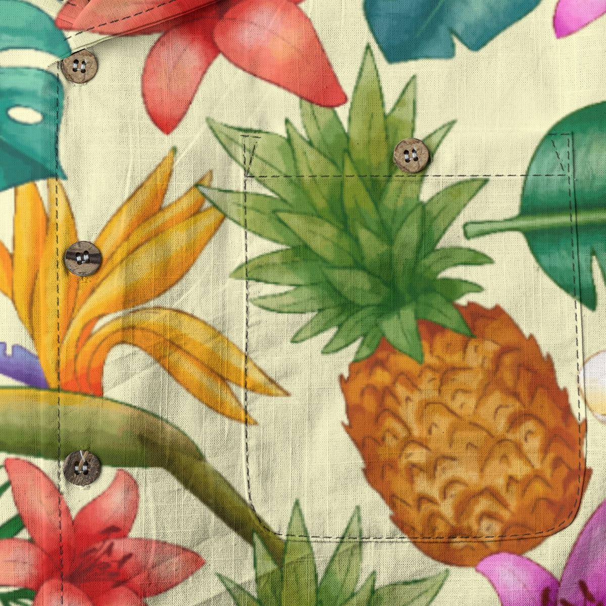 "Pineapple Infused" Hawaiian Shirt - 100% Cotton