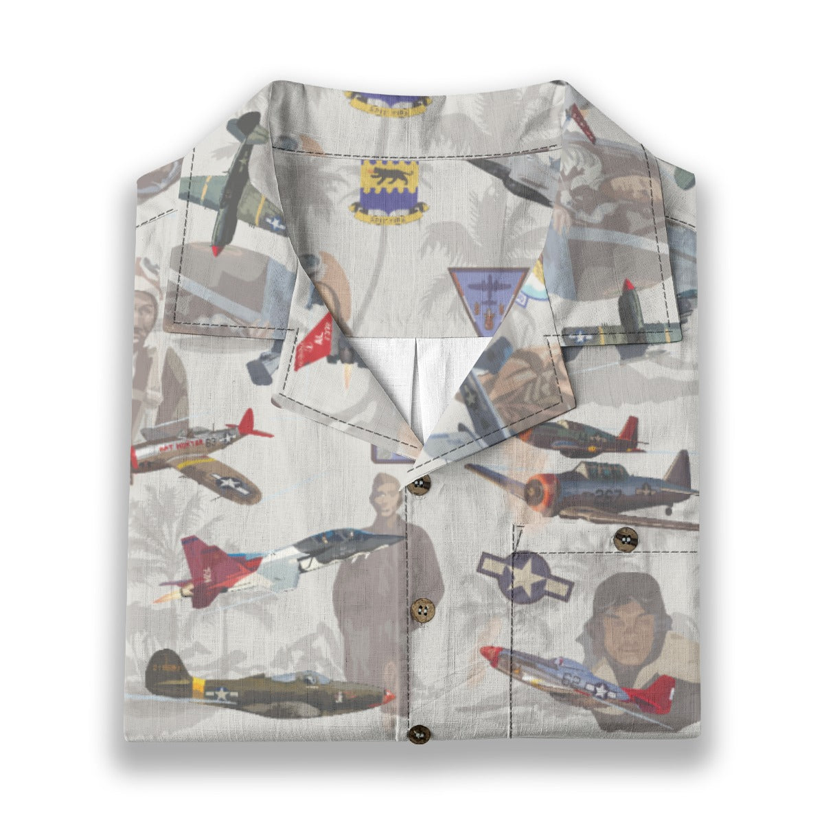 "Tuskegee Airmen" Hawaiian Tribute Shirt Beige 100%  Cotton