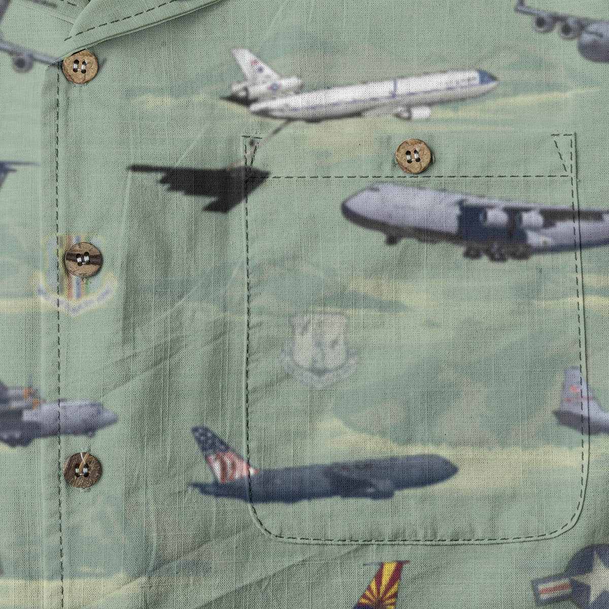 "Air Mobility Command " Tribute Hawaiian Shirt, Green 100% Cotton!
