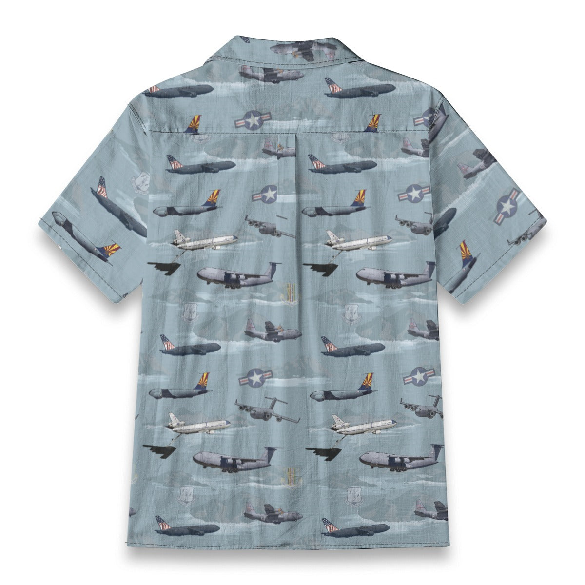 "Air Mobility Command " Tribute Hawaiian Shirt, Blue 100% Cotton!