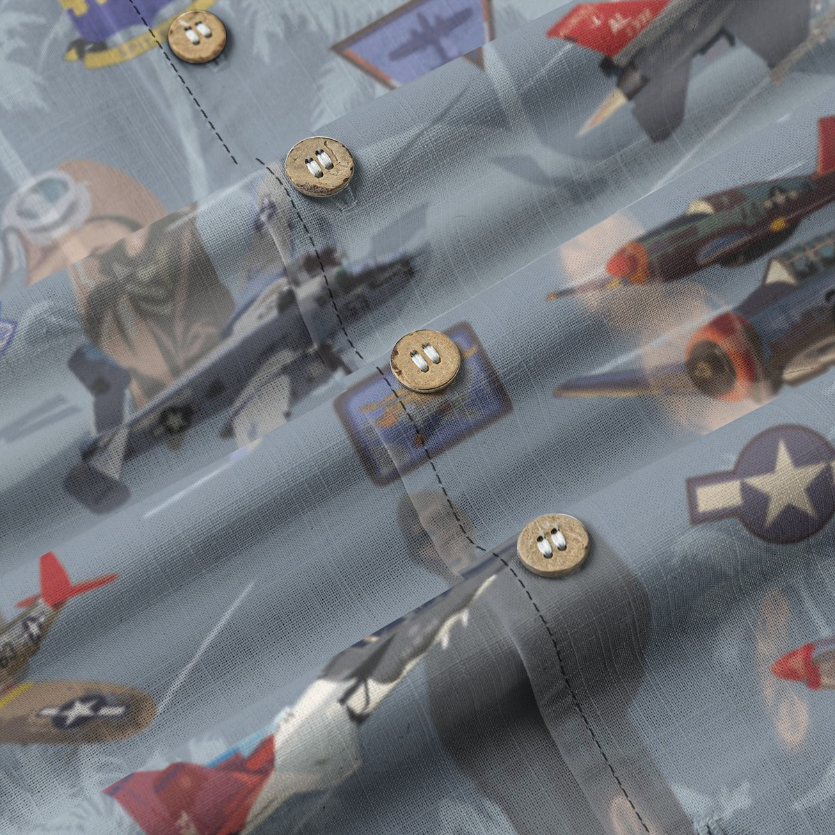 "Tuskegee Airmen" Hawaiian Tribute Shirt Blue 100%  Cotton