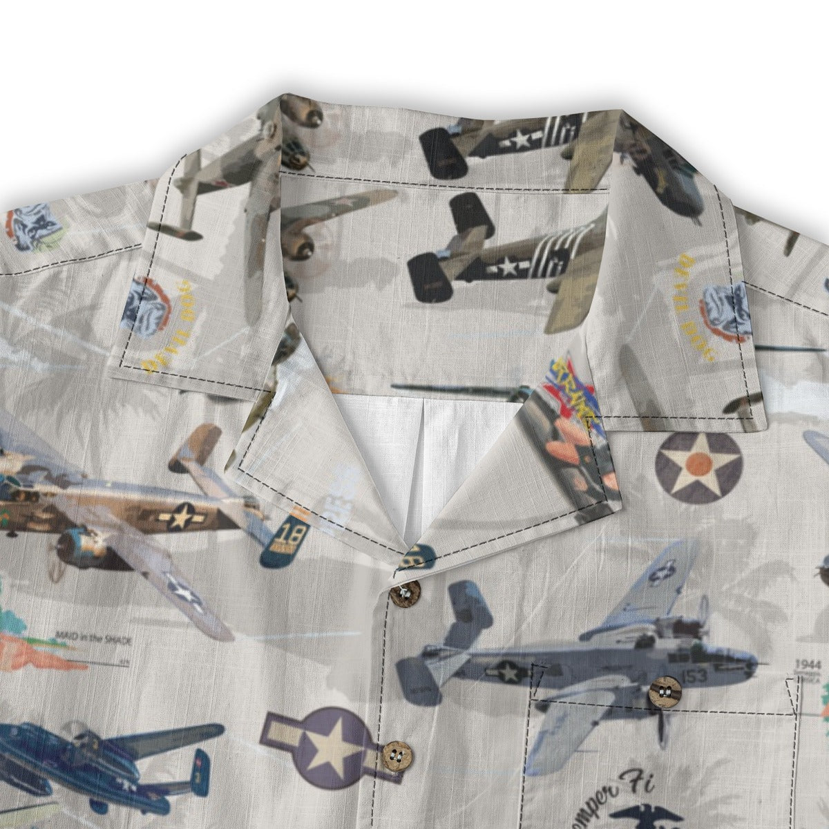 "B-25 Mitchell Tribute" Hawaiian Shirt 100%  Cotton - White