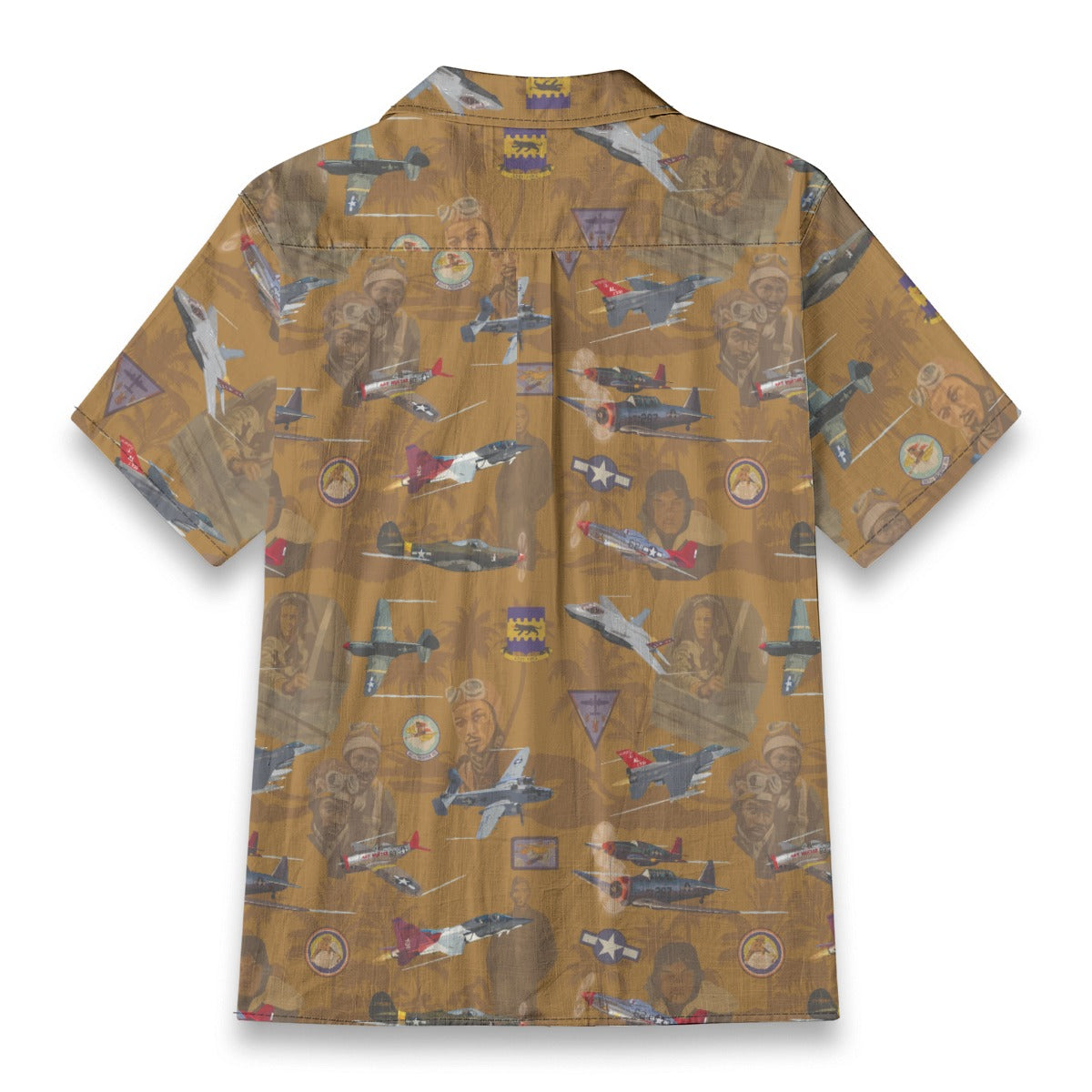 "Tuskegee Airmen" Hawaiian Tribute Shirt Gold 100%  Cotton