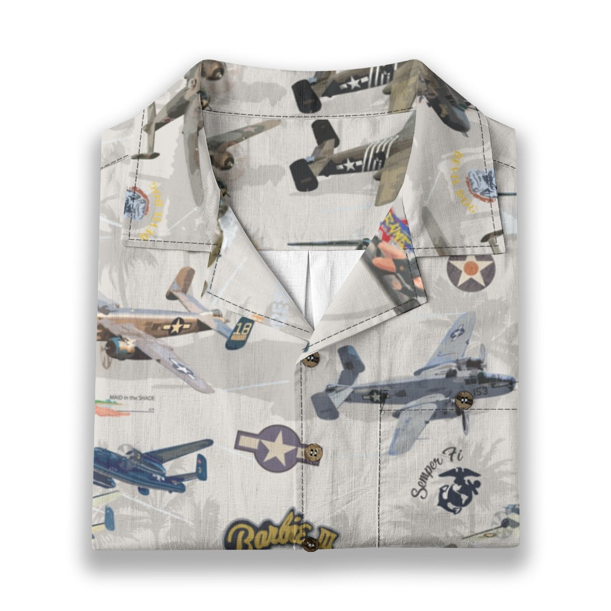 "B-25 Mitchell Tribute" Hawaiian Shirt 100%  Cotton - White
