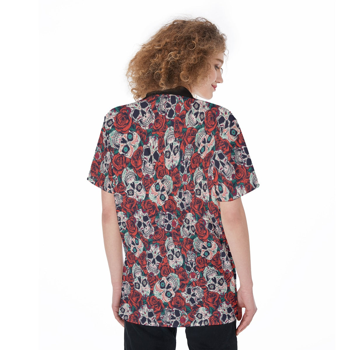"Dia de Muertos in Roses" Women's Button-Up Shirt