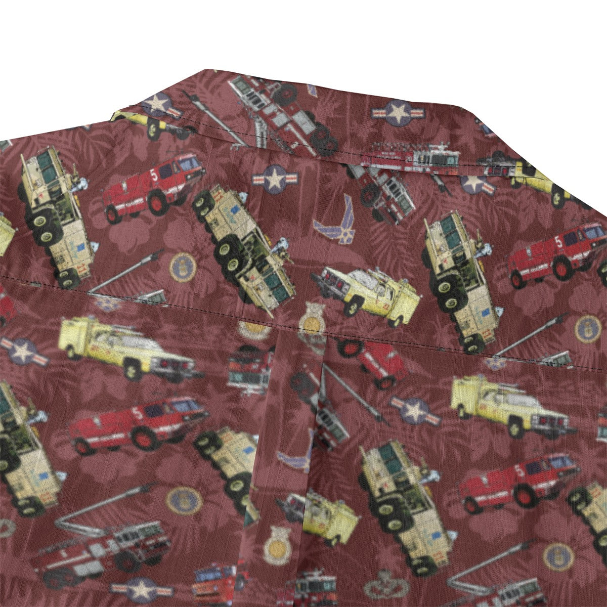 Hawaiian Shirt - "Chanute Era Crash Trucks" - Red 100% Cotton