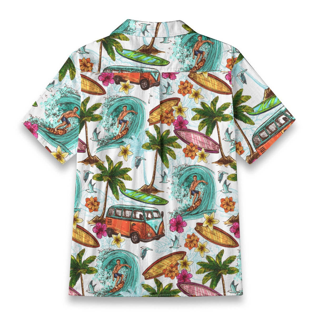 "Microbus and Surfboards" Hawaiian Shirt - 100% Cotton