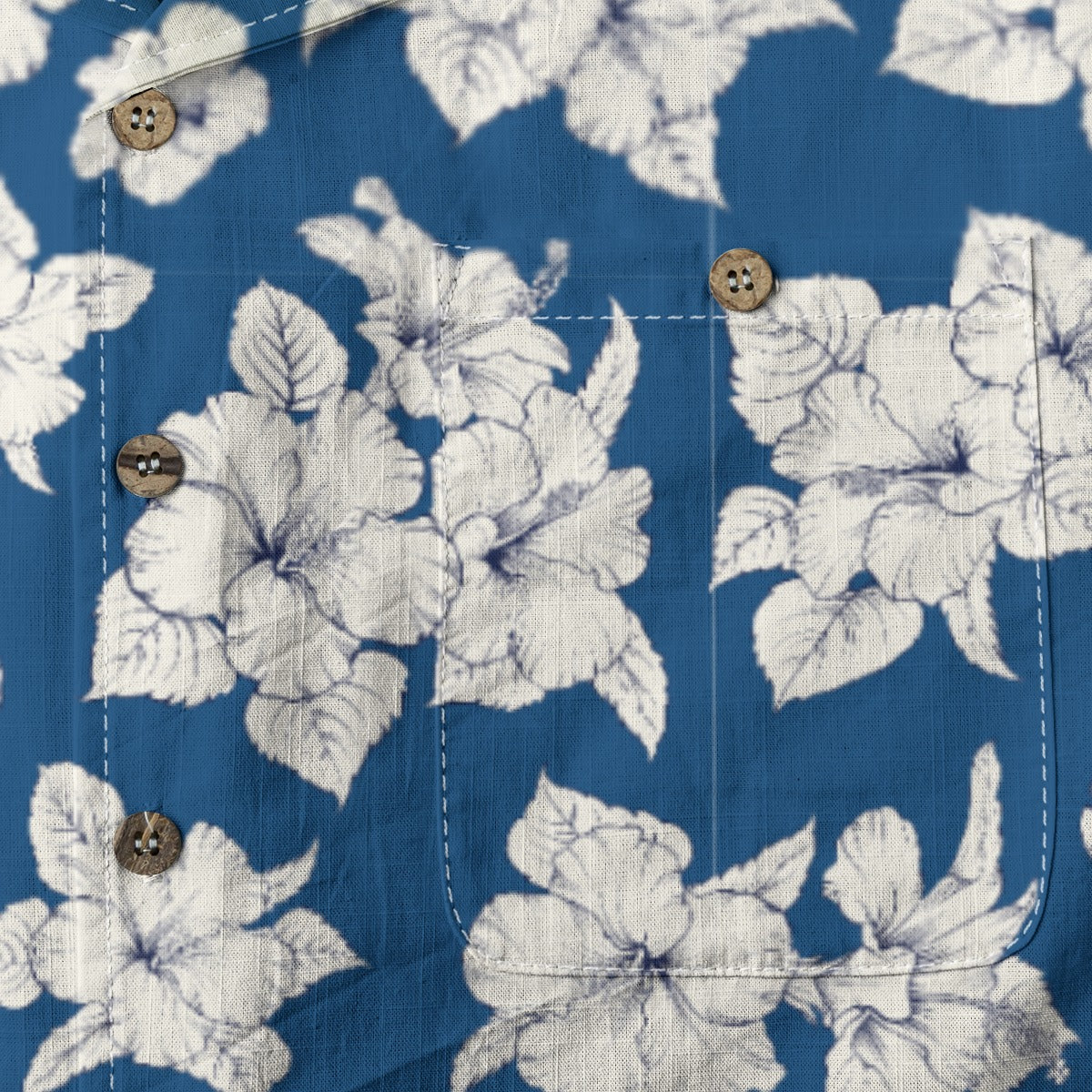 "Classic White Hibiscus" Hawaiian Shirt - 100% Cotton