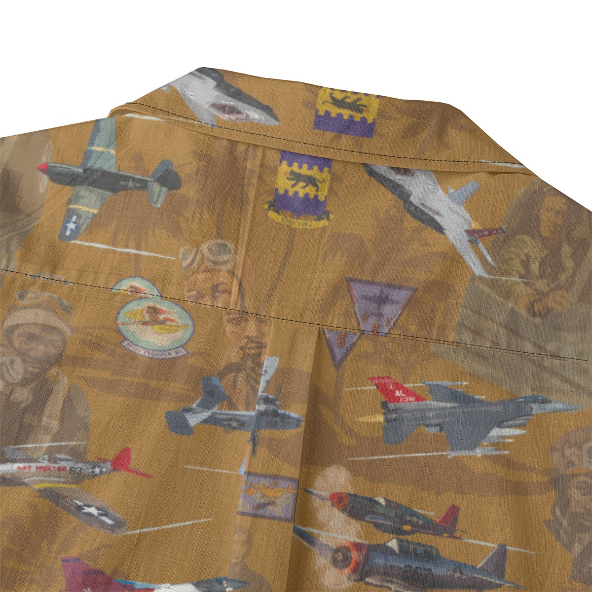 "Tuskegee Airmen" Hawaiian Tribute Shirt Gold 100%  Cotton