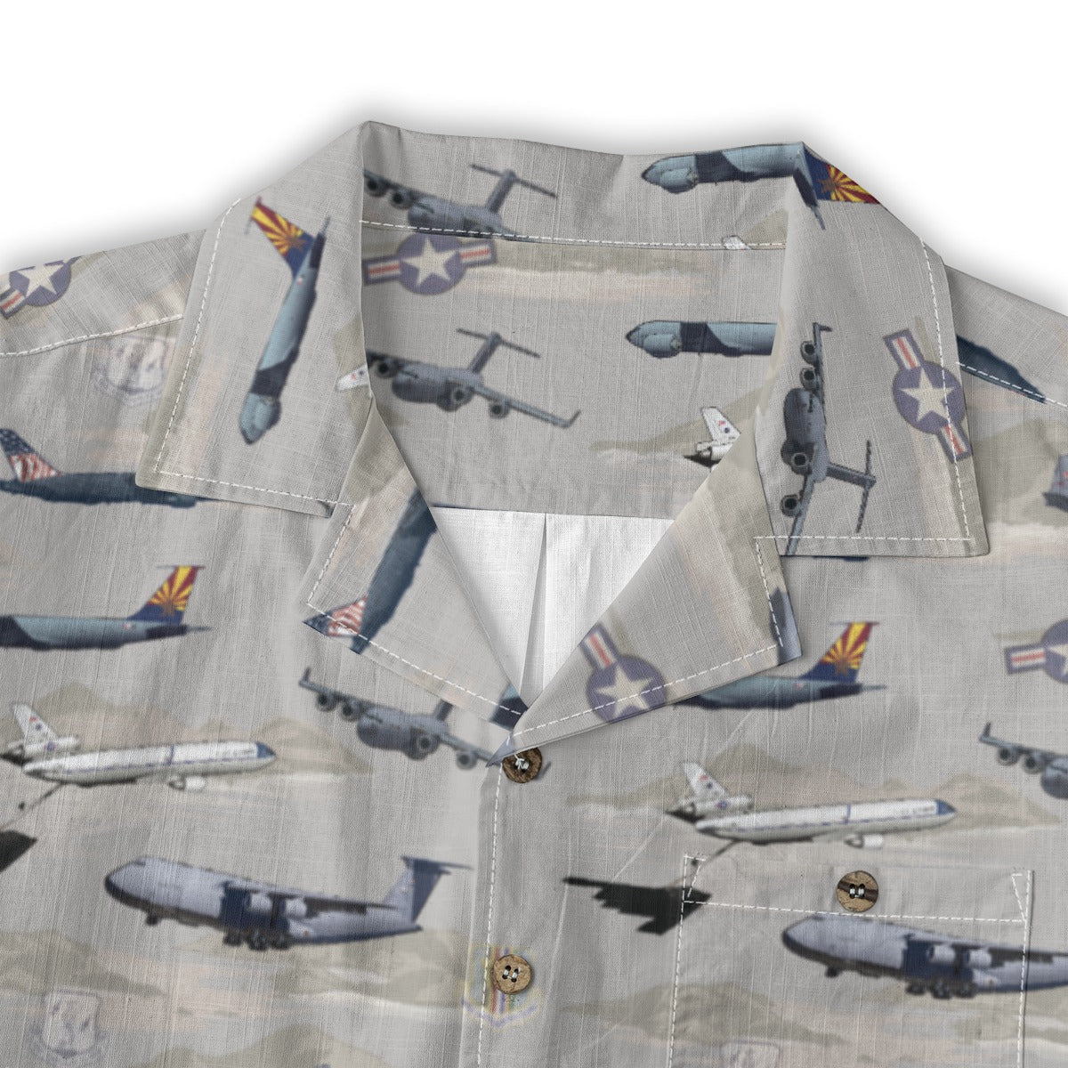 "Air Mobility Command " Tribute Hawaiian Shirt, Beige 100% Cotton!