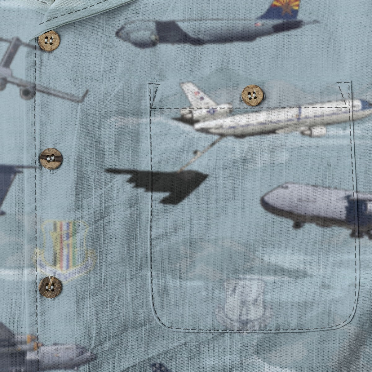 "Air Mobility Command " Tribute Hawaiian Shirt, Blue 100% Cotton!
