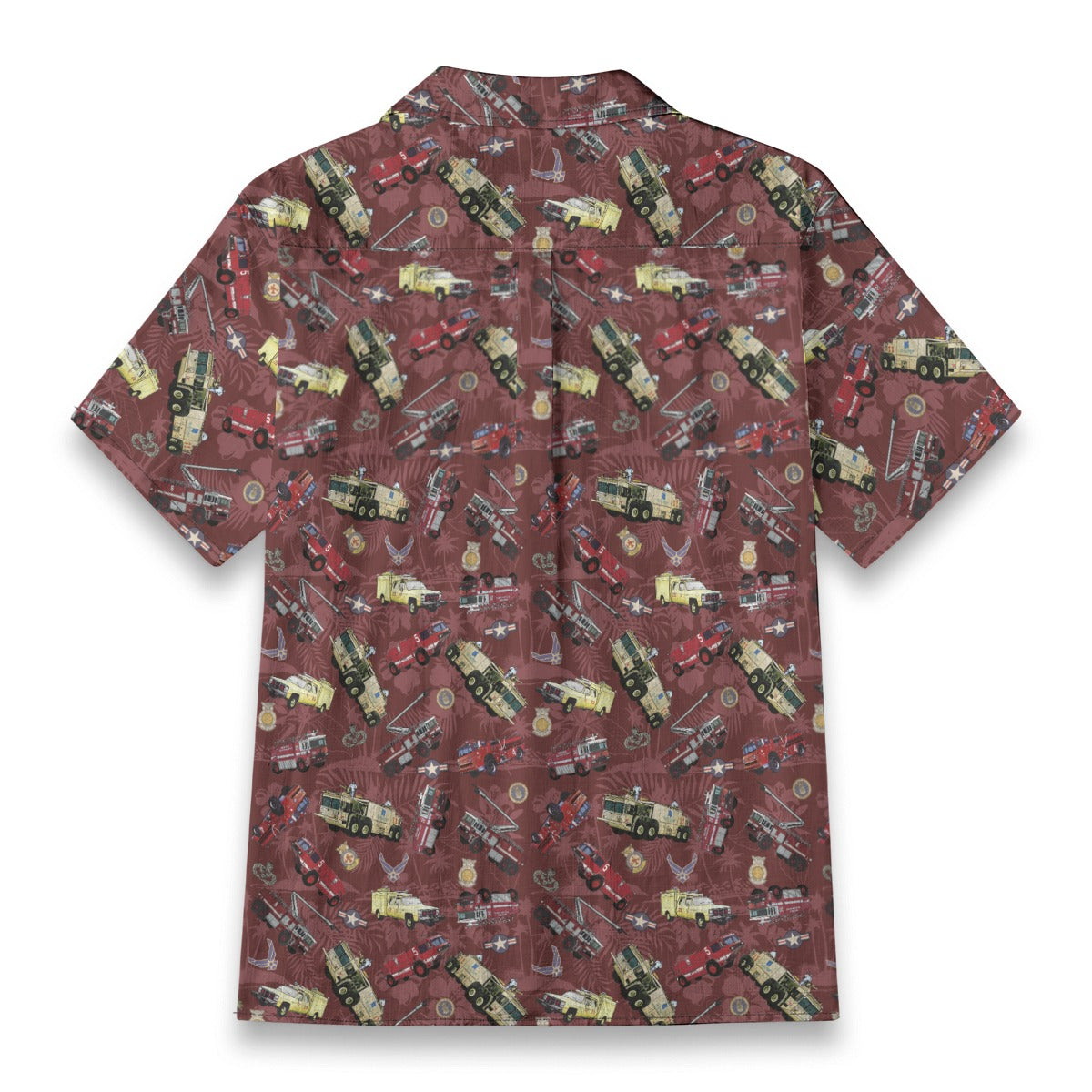 Hawaiian Shirt - "Chanute Era Crash Trucks" - Red 100% Cotton