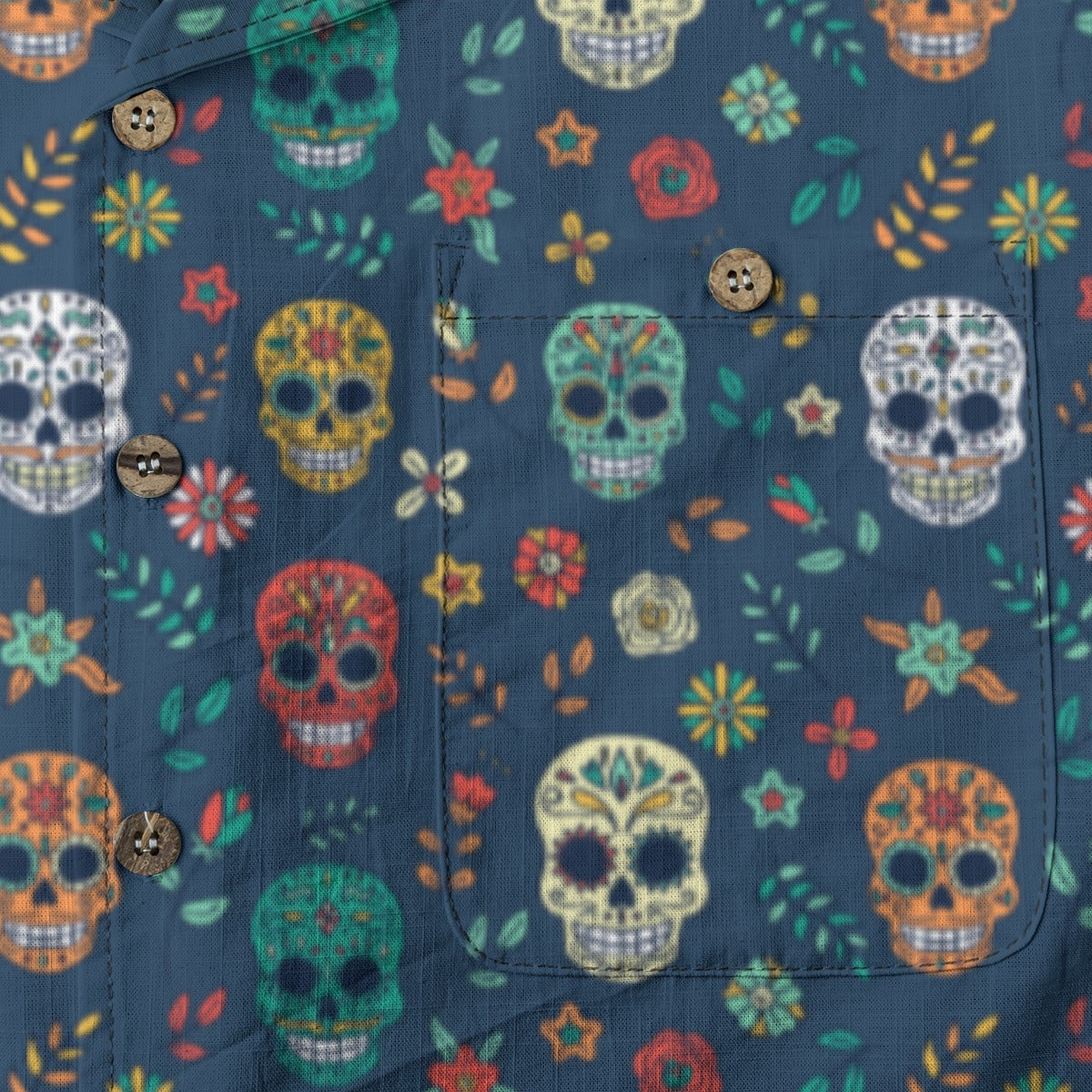 "Midnight Sugar Skulls" Cotton Celebration Shirt
