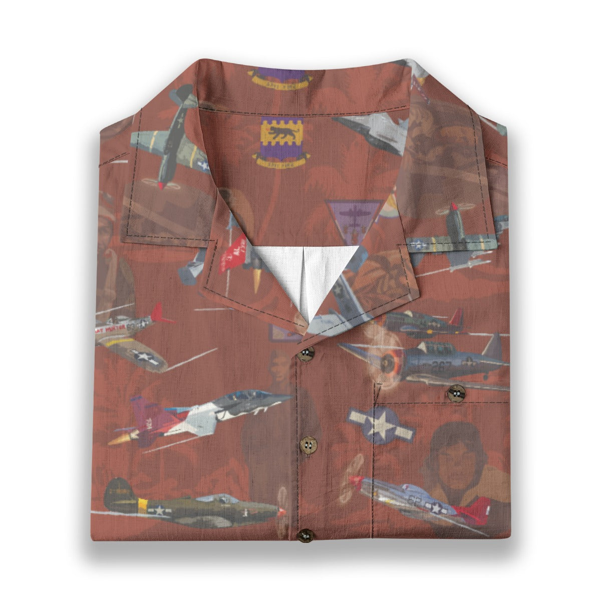 "Tuskegee Airmen" Hawaiian Tribute Shirt Red 100%  Cotton