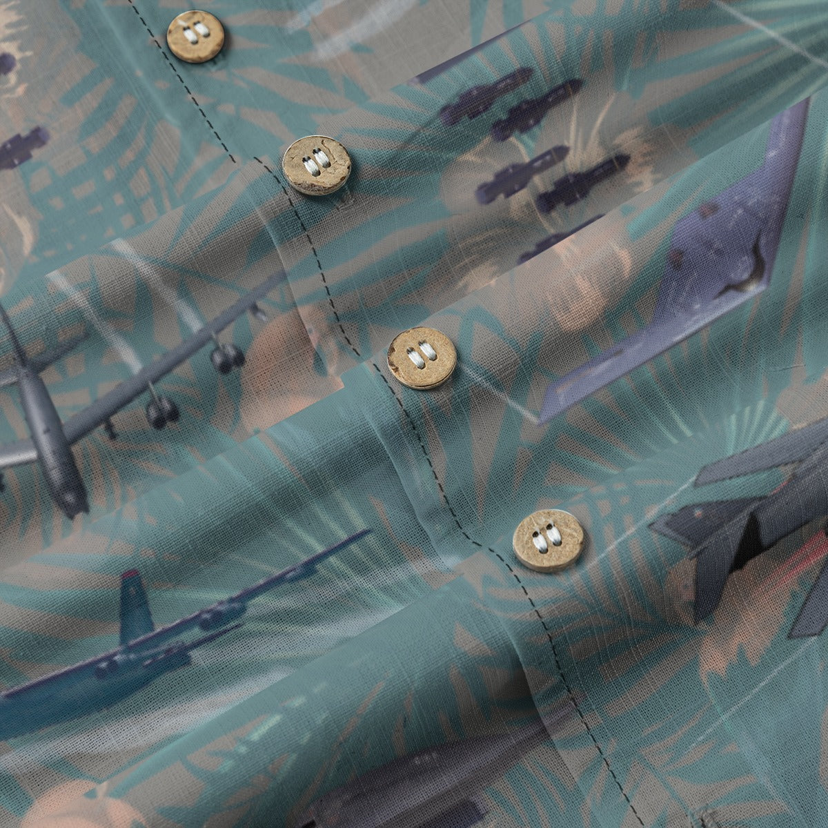 "USAF Bombers" Tribute Hawaiian Shirt, Green 100% Cotton!