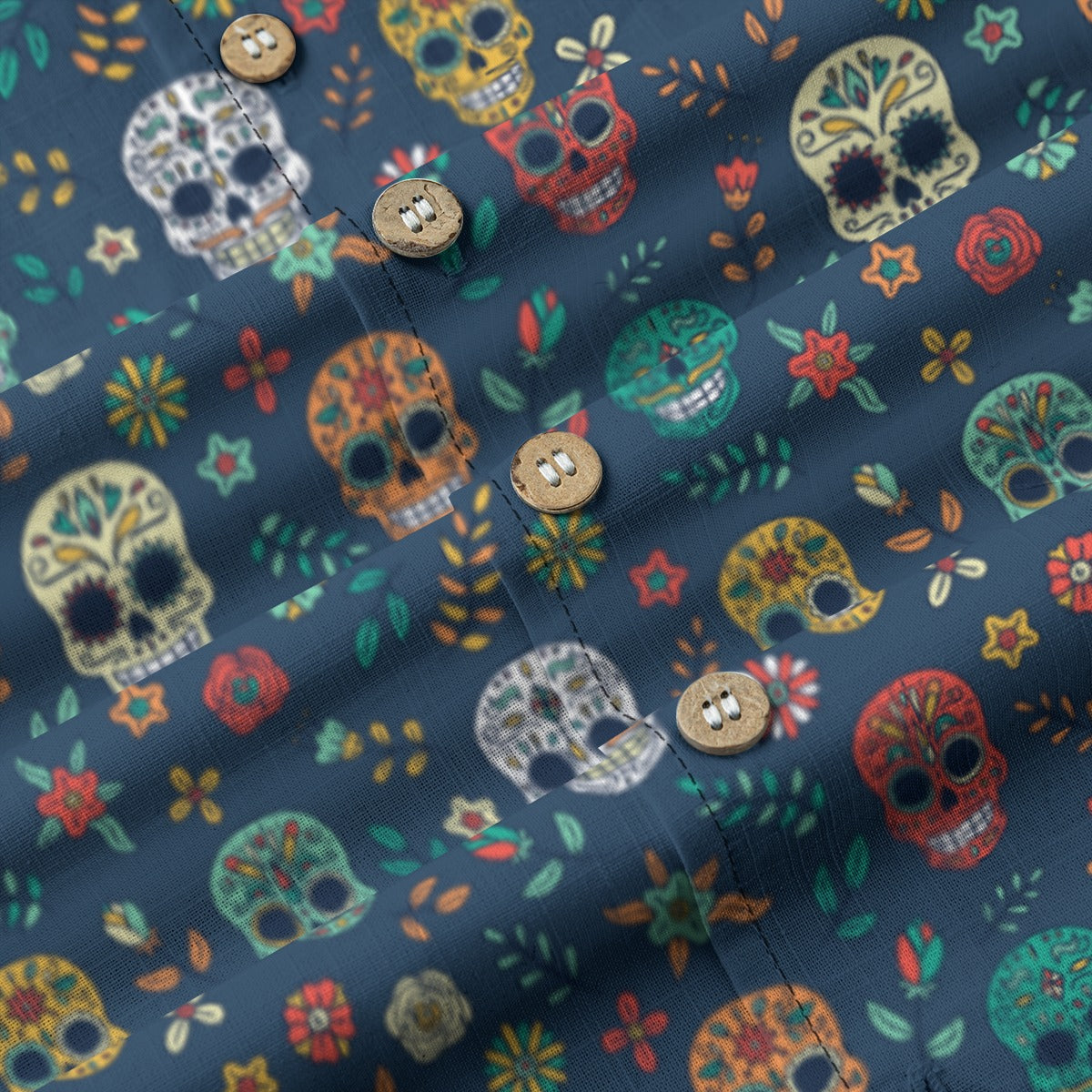 "Midnight Sugar Skulls" Cotton Celebration Shirt