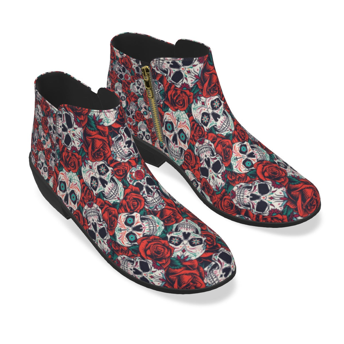 "Dia de Muertos in Roses" Women's Fashion Boots