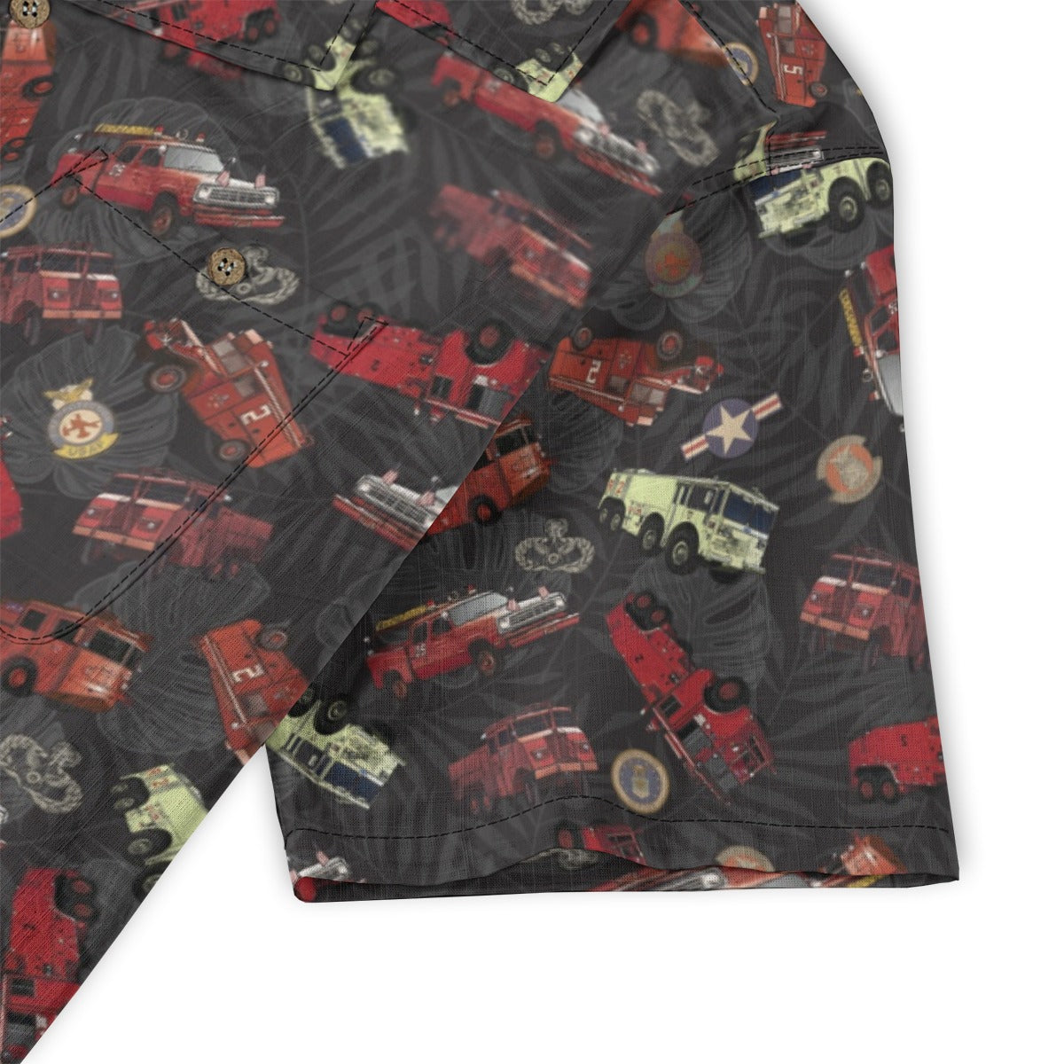 Hawaiian Shirt - "Vietnam Era Crash Trucks" - Black 100% Cotton