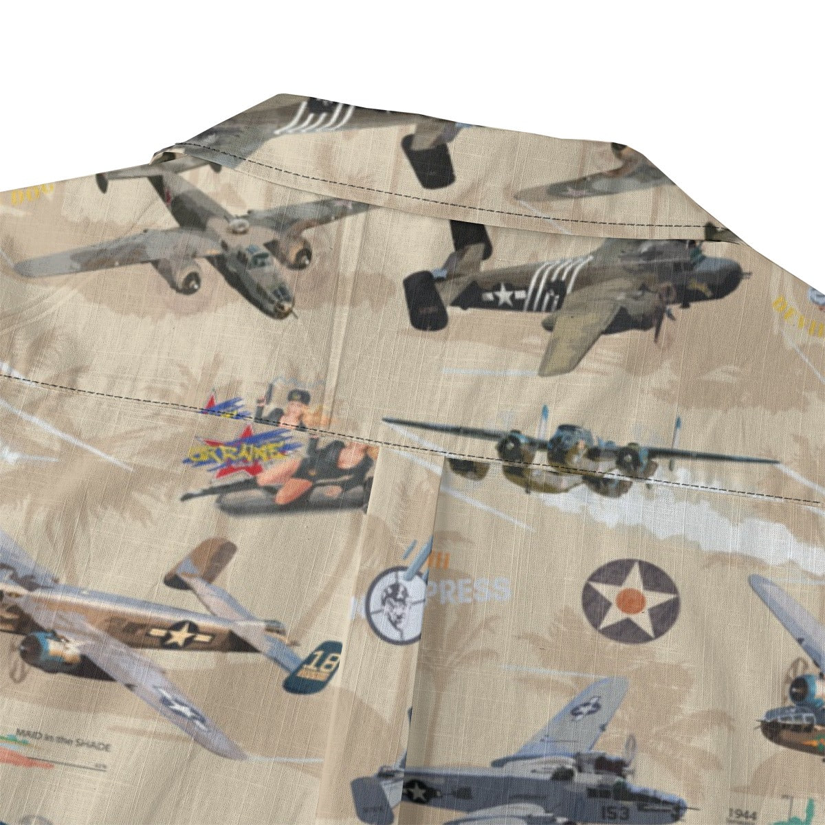 "B-25 Mitchell Tribute" Hawaiian Shirt 100%  Cotton - Cream